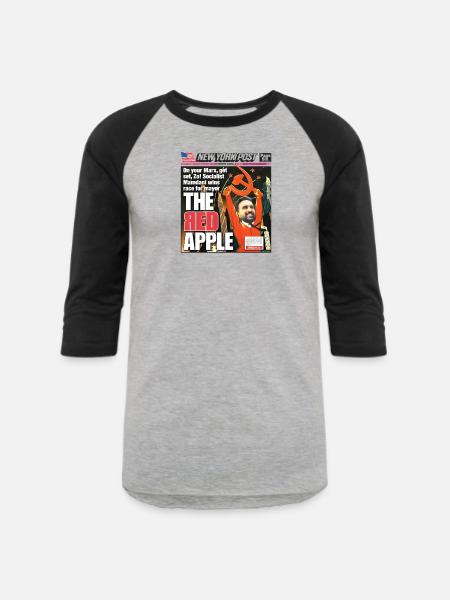 The Red Apple New York Post Zohran Mamdani  - Unisex Baseball T-Shirt - heather gray/black