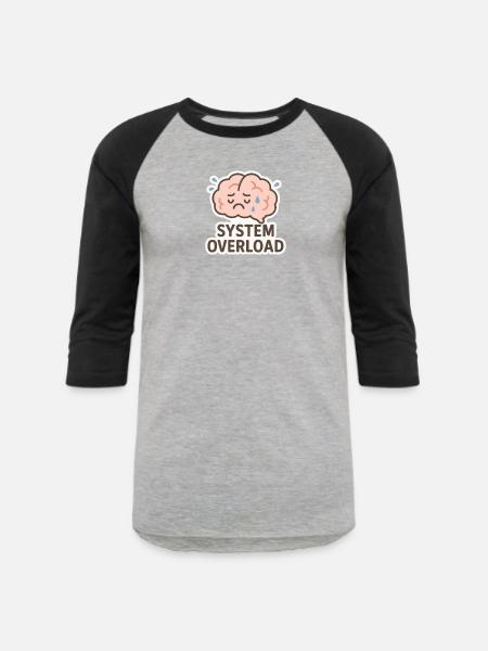 System Overload Brain Illustration - Unisex Baseball T-Shirt - heather gray/black