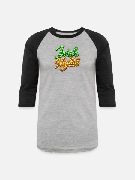 Irish Nights Neon Sign - Unisex Baseball T-Shirt - heather gray/black