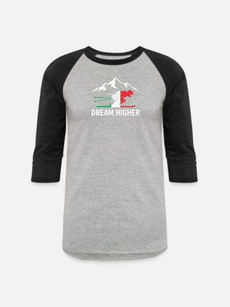 Dream Higher Alpine Skier - Unisex Baseball T-Shirt - heather gray/black