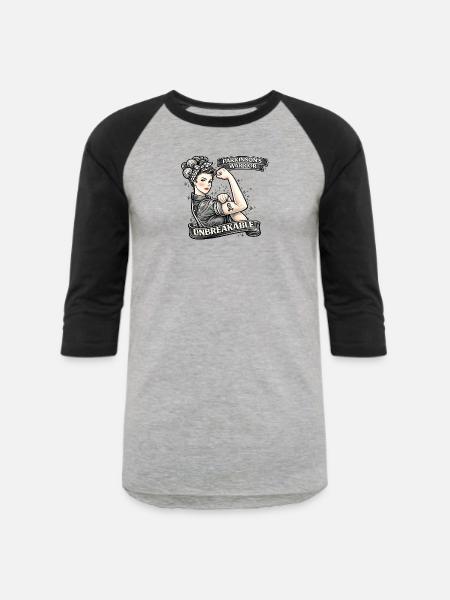 Parkinson Warrior Unbreakable - Unisex Baseball T-Shirt - heather gray/black