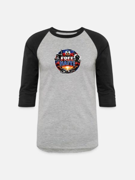 Free Haiti - Unisex Baseball T-Shirt - heather gray/black