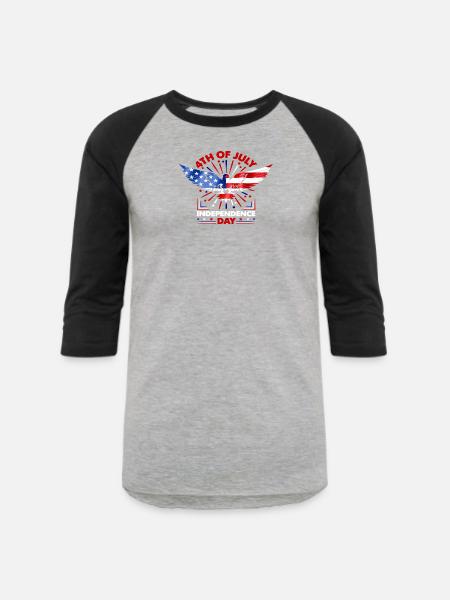 Star-Spangled Winged Eagle - Unisex Baseball T-Shirt - heather gray/black