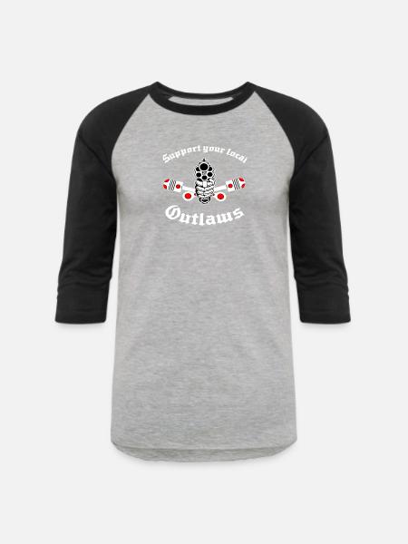 Support Local Outlaws Emblem - Unisex Baseball T-Shirt - heather gray/black