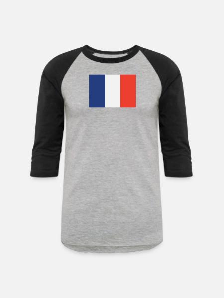 Vertical French Flag Trio - Unisex Baseball T-Shirt - heather gray/black