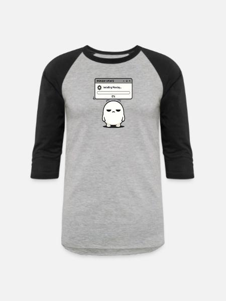 Monday Update Ghost: Low Progress - Unisex Baseball T-Shirt - heather gray/black