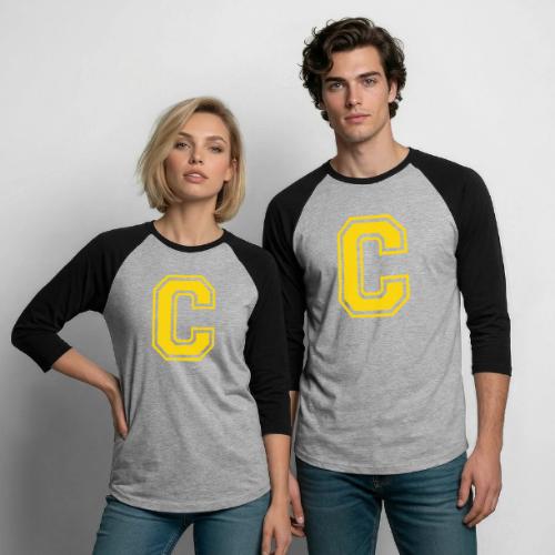 Letter C – Capital Athletic Alphabet Monogram - Unisex Baseball T-Shirt