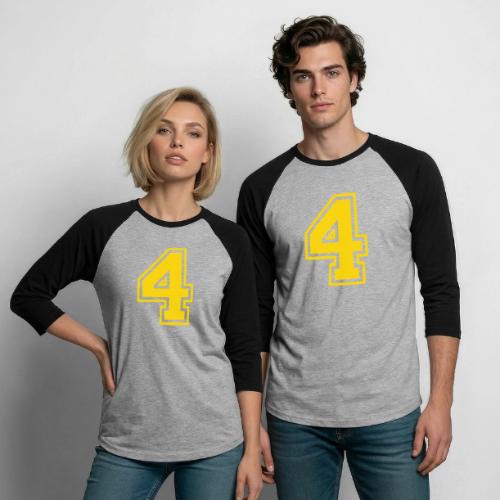 Number 4 in a classic athletic collegiate font - Unisex Baseball T-Shirt