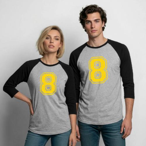 Number 8 in a classic athletic collegiate font - Unisex Baseball T-Shirt