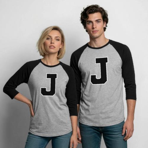 Varsity Letter J Athletic Alphabet Graphic - Unisex Baseball T-Shirt