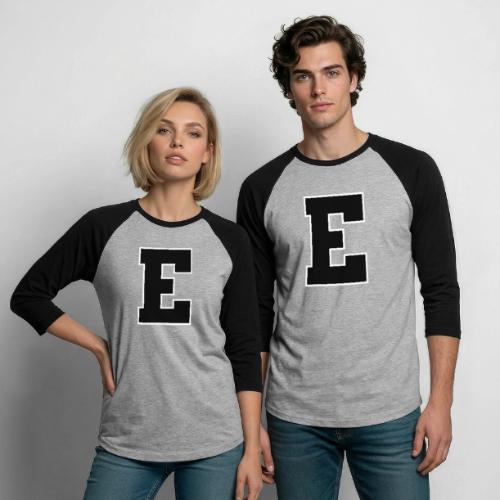 Varsity Letter E Collegiate Font Graphic - Unisex Baseball T-Shirt