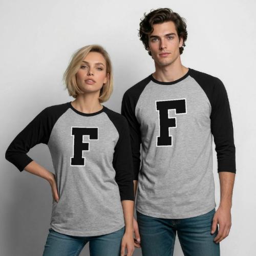 Varsity Letter F Athletic Monogram - Unisex Baseball T-Shirt