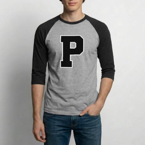 Varsity Letter P Athletic Alphabet Design - Unisex Baseball T-Shirt