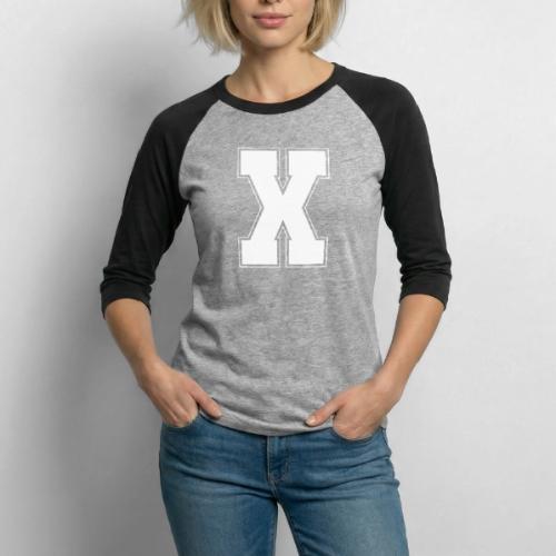 White Letter X – Varsity Alphabet Monogram - Unisex Baseball T-Shirt
