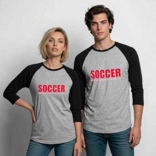 Soccer Grass Cleats Goals Typography Design - Unisex Baseball T-Shirt