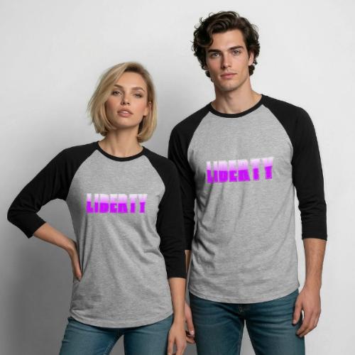 Liberty Typography Graphic Design - Unisex Baseball T-Shirt
