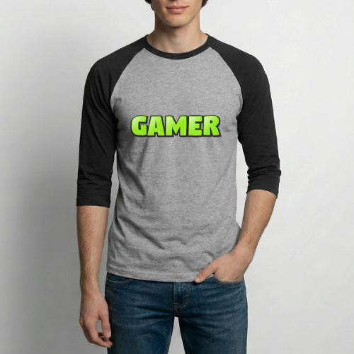 Gamer Neon Green Gaming Logo Design - Unisex Baseball T-Shirt