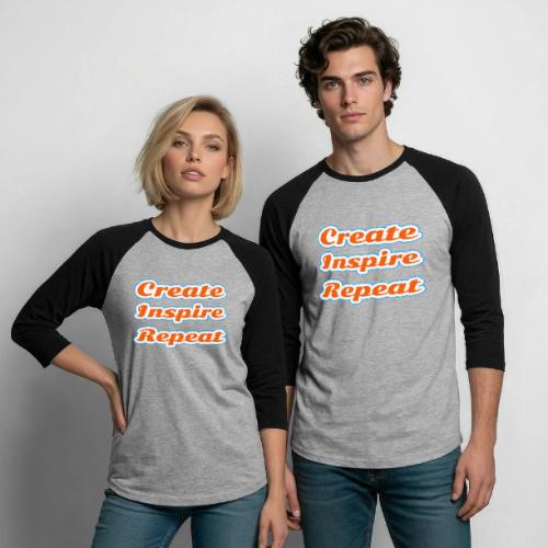 Create, Inspire, Repeat — Artist Life Script - Unisex Baseball T-Shirt