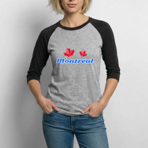 Montréal with two red maple leaves - Unisex Baseball T-Shirt
