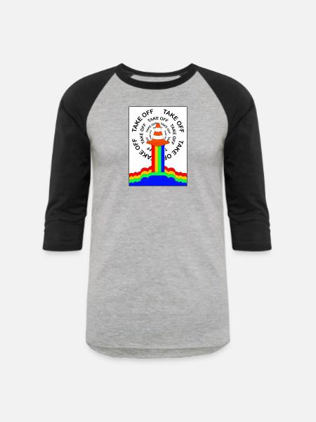 Safety Cone Rocket Rainbow Smoke Funny - Unisex Baseball T-Shirt - heather gray/black