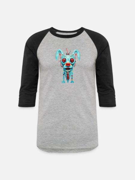 Cyborg dog - Unisex Baseball T-Shirt - heather gray/black