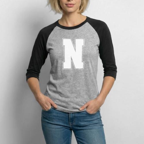 White Letter N – Varsity Alphabet Monogram - Unisex Baseball T-Shirt