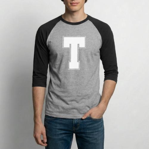 White Letter T – Varsity Alphabet Monogram - Unisex Baseball T-Shirt
