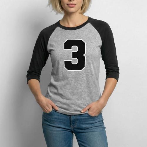 Varsity Number 3 Athletic Font - Unisex Baseball T-Shirt
