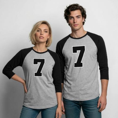 Varsity Number 7 Athletic Look - Unisex Baseball T-Shirt