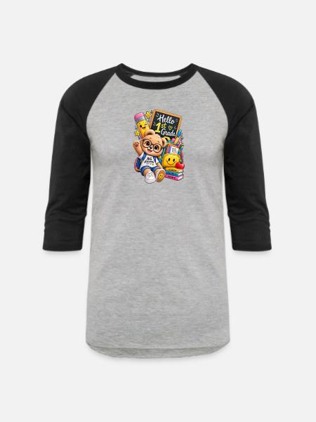 Go to school 🎒 - Unisex Baseball T-Shirt - heather gray/black