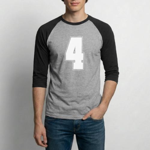 White Number 4 – Varsity Font - Unisex Baseball T-Shirt