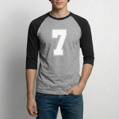 White Number 7 – Varsity Font - Unisex Baseball T-Shirt