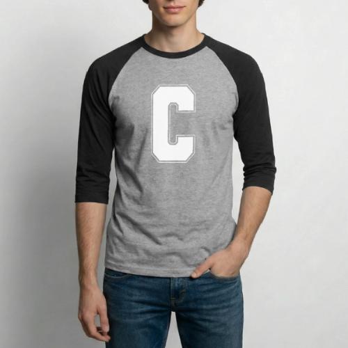 White Letter C – Varsity Alphabet Monogram - Unisex Baseball T-Shirt