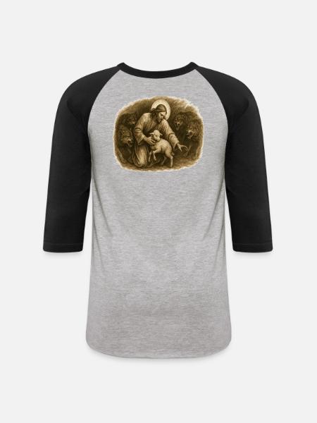 Shepherd and Lamb Among Wolves - Unisex Baseball T-Shirt - heather gray/black