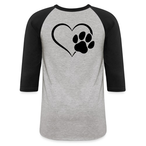 Pawprint Heart - Back - Unisex Baseball T-Shirt