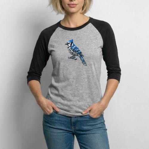 Silver Blue Jay on Perch + Flight Stages 2-print - Unisex Baseball T-Shirt