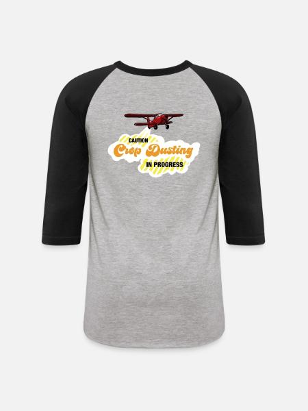 Crop Dusting in Progress - Unisex Baseball T-Shirt - heather gray/black