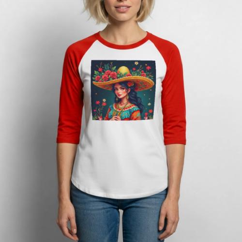 Mexican Design, Regional Mexican Charro Woman - Unisex Baseball T-Shirt