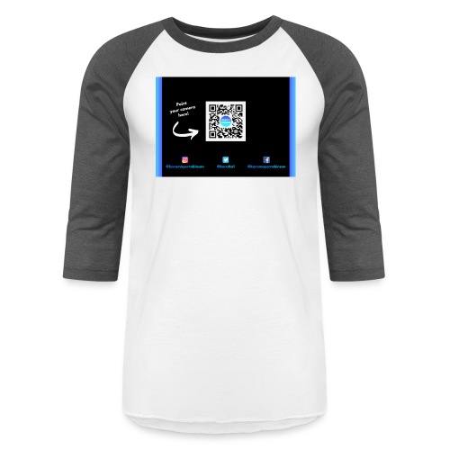 QR Code + Social Media Tags - Unisex Baseball T-Shirt