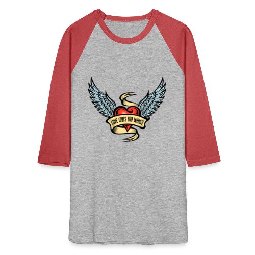 Love Gives You Wings, Heart With Wings - Unisex Baseball T-Shirt