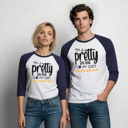 I am a pretty big deal to my cat - Unisex Baseball T-Shirt