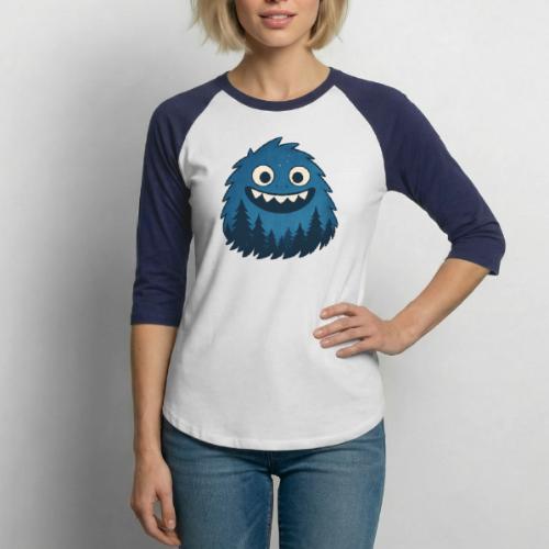 Whimsical Blue Forest Monster – Cute Cartoon Night - Unisex Baseball T-Shirt