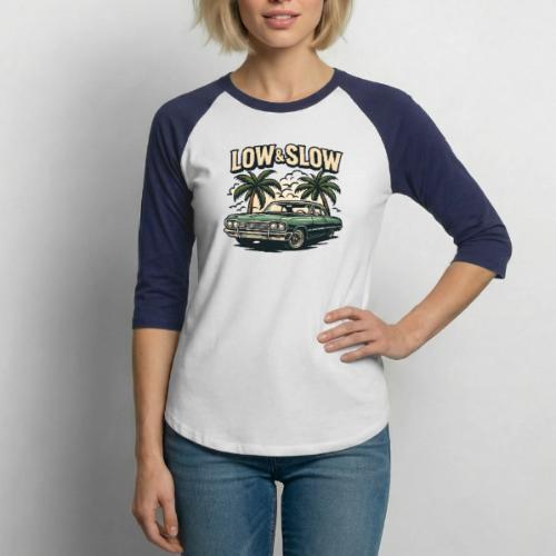 Classic Lowrider Car | Low & Slow Retro T-Shirt - Unisex Baseball T-Shirt