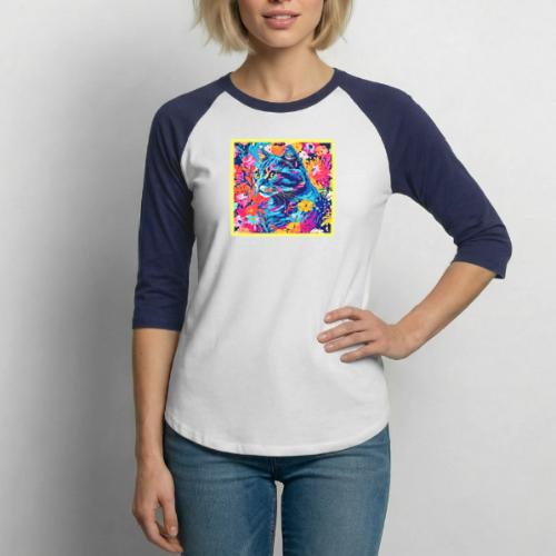 Meow Masterpieces: Optimal Cat Paint Art - Unisex Baseball T-Shirt