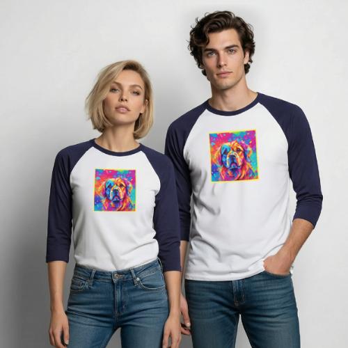 Bright Pup: Colorful Dog Design - Unisex Baseball T-Shirt
