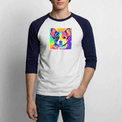 Vivid Puppy Vibes Art Design - Unisex Baseball T-Shirt