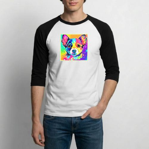 Vivid Puppy Vibes Art Design - Unisex Baseball T-Shirt