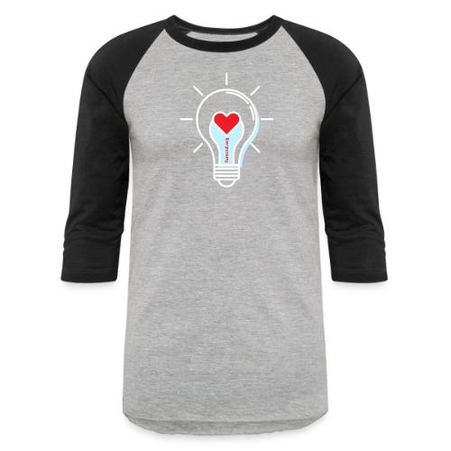 FUMCSD Heart Light Bulb - White Lines - Unisex Baseball T-Shirt