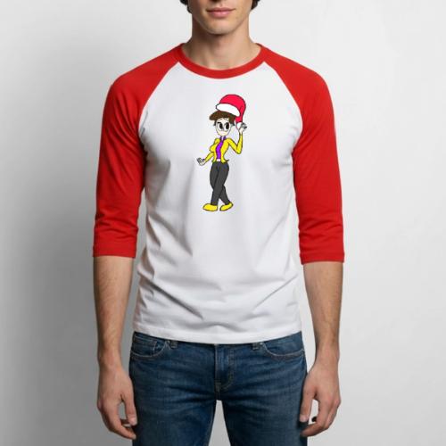 Dersy Wearing a Santa Hat - Unisex Baseball T-Shirt