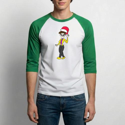 Dersy Wearing a Santa Hat - Unisex Baseball T-Shirt